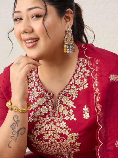 Dhiyona Women's Ethnic Motifs Embroidered Regular Kurta with Trousers & With Dupatta