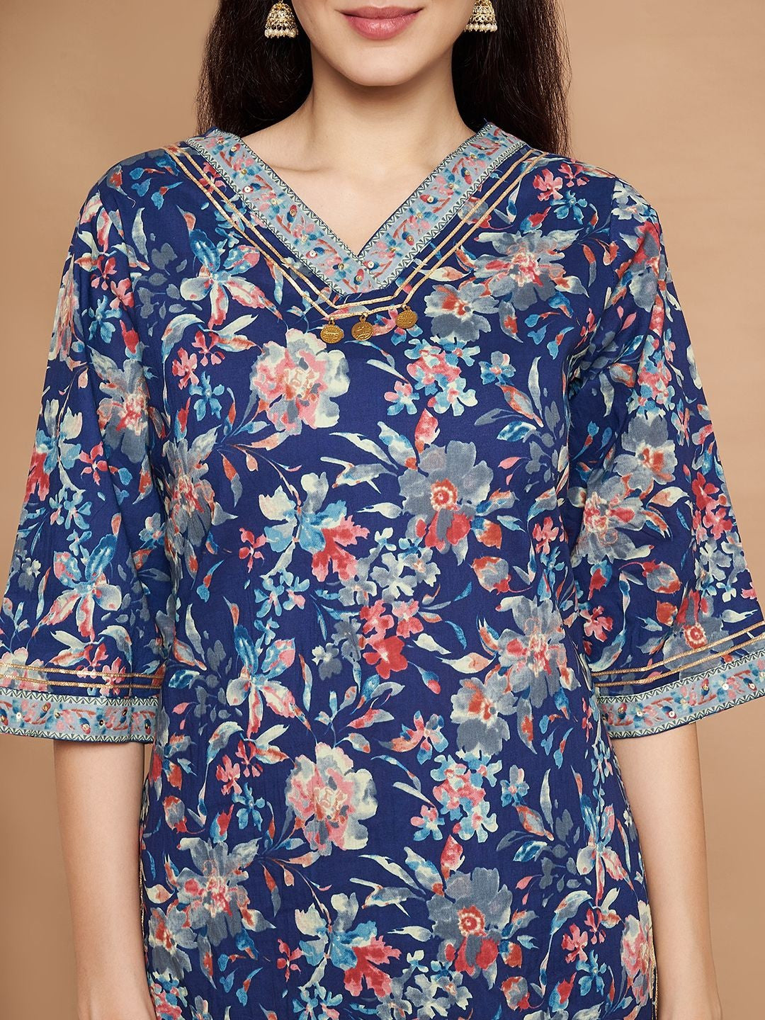 Women Floral Printed Regular Pure Cotton Kurta with Palazzos