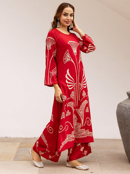 Ethnic Printed Straight Kurta & Palazzos
