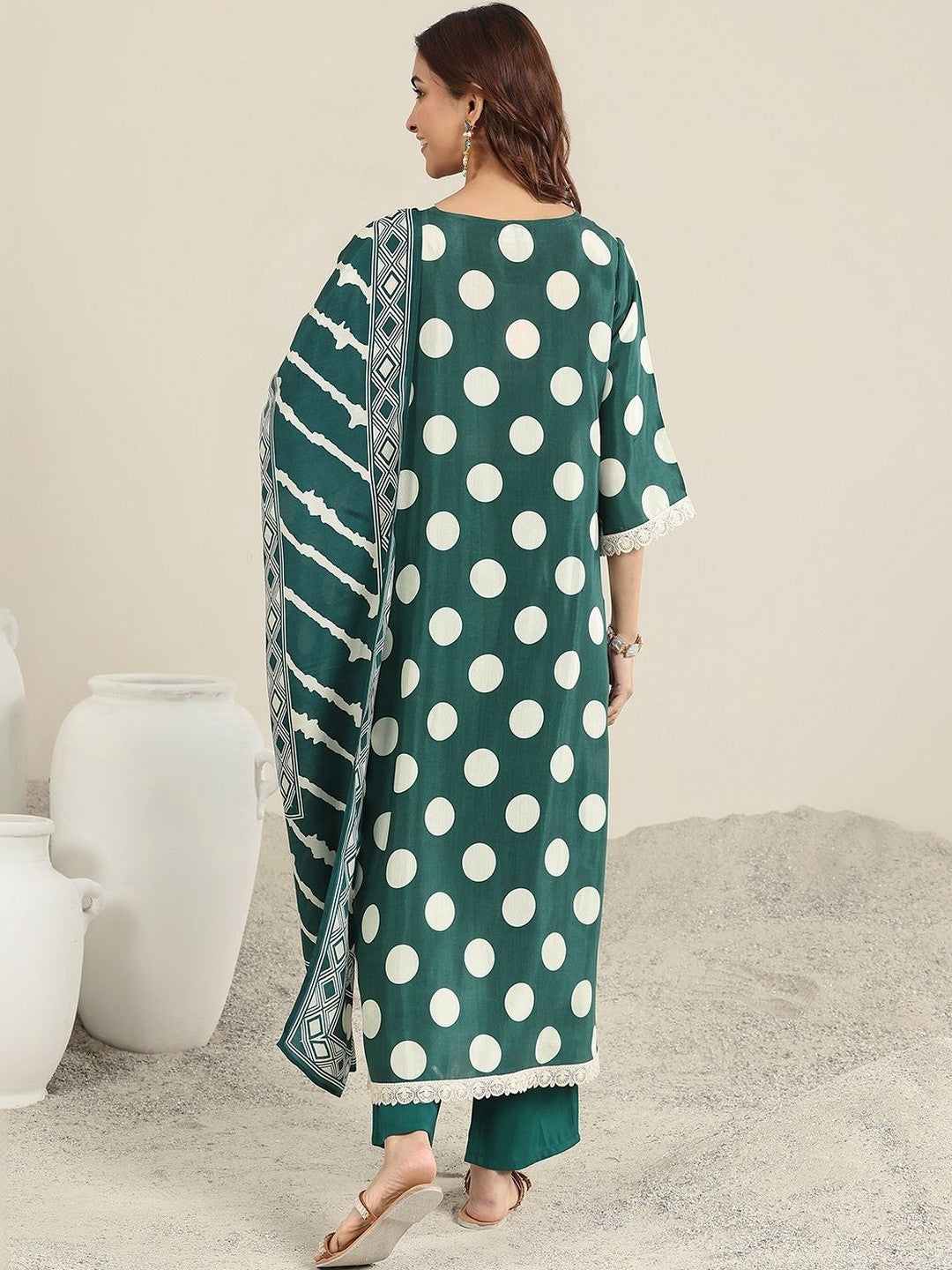 Women Printed Regular Kurta with Trousers & With Dupatta