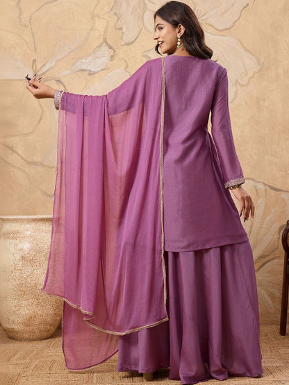 Dhiyona HOP Embroidered A-Line Kurta & Sharara With Dupatta