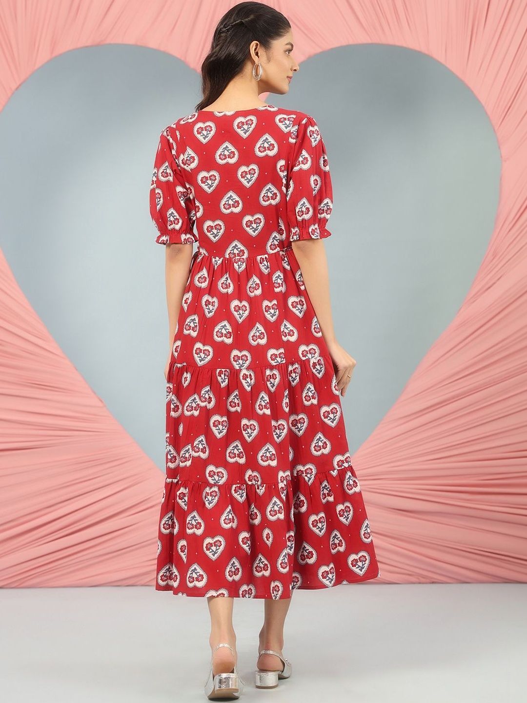 Dhiyona AY Women's Printed Cotton Fit & Flared Maxi Ethnic Dresses