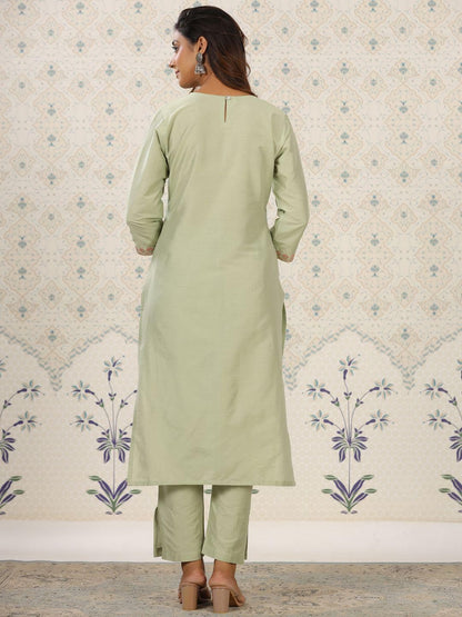 Dhiyona OD  Women Floral Embroidered Flared Sleeves Mirror Work Kurta