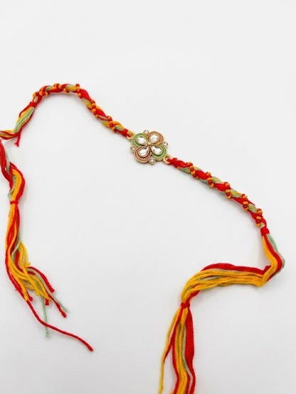 Anouk Traditional Artificial Stones Thread Rakhi With Roli Chawal Chandan Mishri