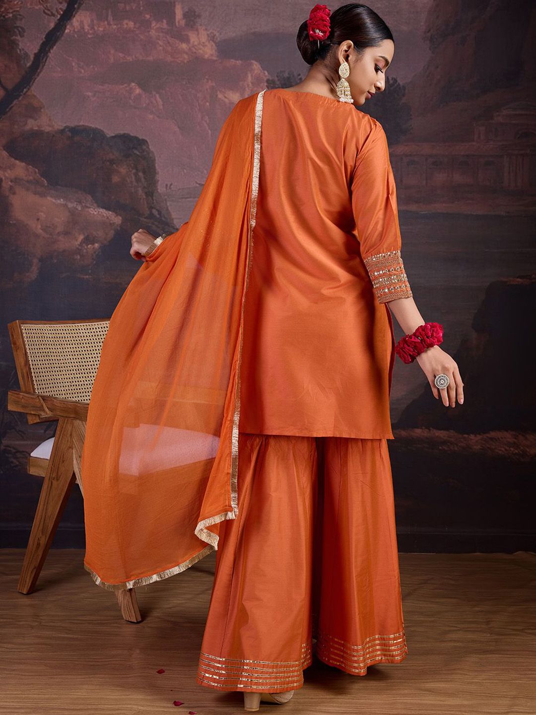Dhiyona HOP Sequin Embroidered Kurta with Sharara and Dupatta Set