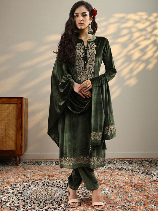 Women Ethnic Motifs Embroidered Kurta with Trousers & Dupatta