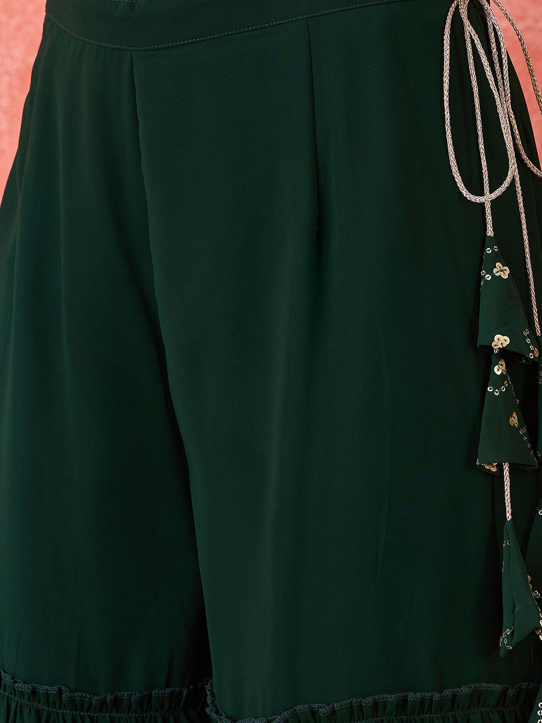 Women Sequinned Embroidered Round Neck Kurta, Sharara With Dupatta