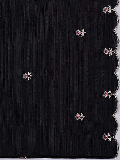 Ethnic Motifs Embroidered V-Neck Straight Kurta With Trouser And Dupatta