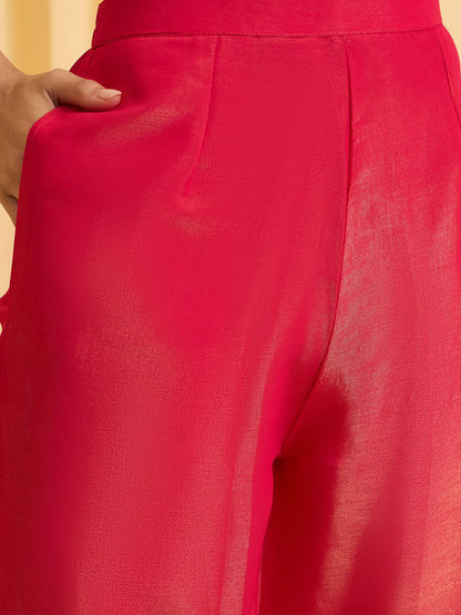 Dhiyona CH Floral Yoke Design Sequinned Straight Kurta With Palazzos & Dupatta