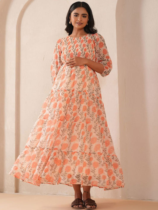 Dhiyona AY Women's Floral Printed Fit & Flared Maternity Ethnic Dresses