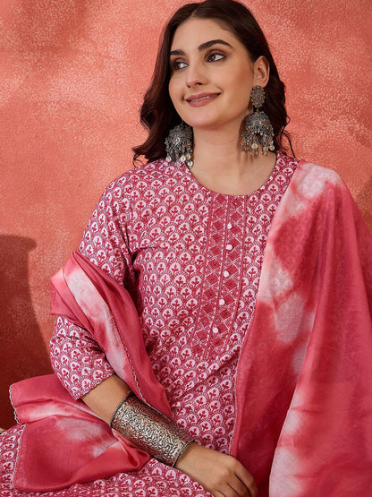 Chikankari Embroidered Straight Kurta With Trouser & Dupatta