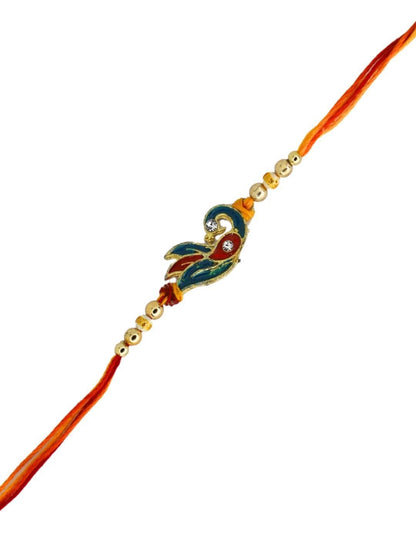 Dhiyona Thread Rakhi Greeting Card & Roli Chawal
