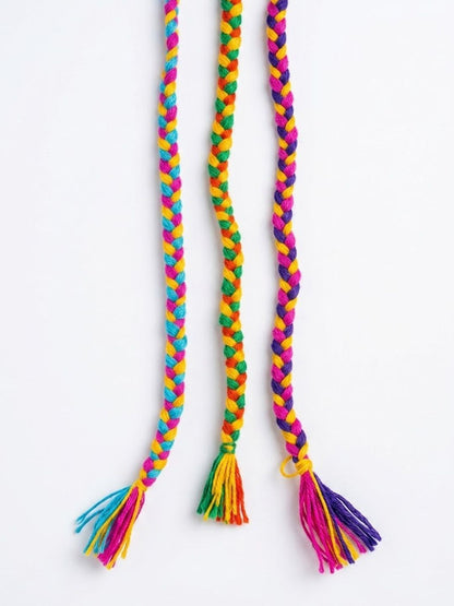 Dhiyona Set Of 3 Multicolor Thread Rakhi With Roli Chawal Chandan Mishri