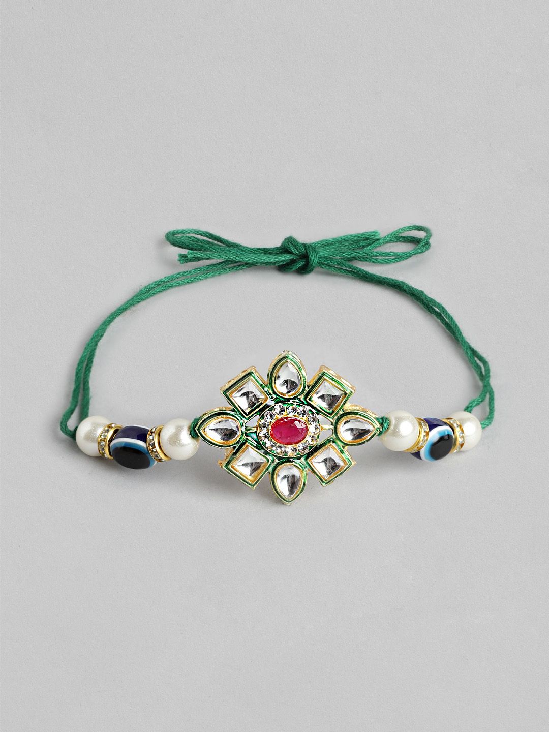 Dhiyona Unisex Set of 2 Beaded Bhai Bhabhi Rakhis With Roli & Chawal