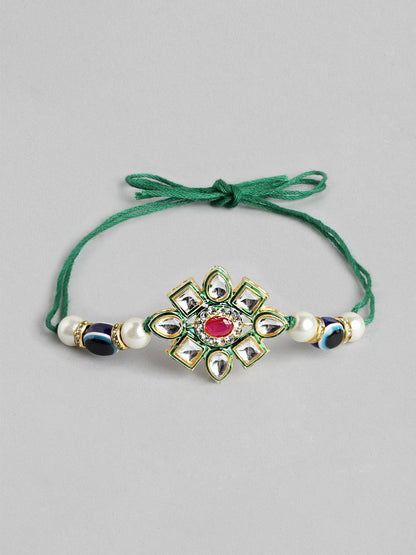 Dhiyona Unisex Set of 2 Beaded Bhai Bhabhi Rakhis With Roli & Chawal