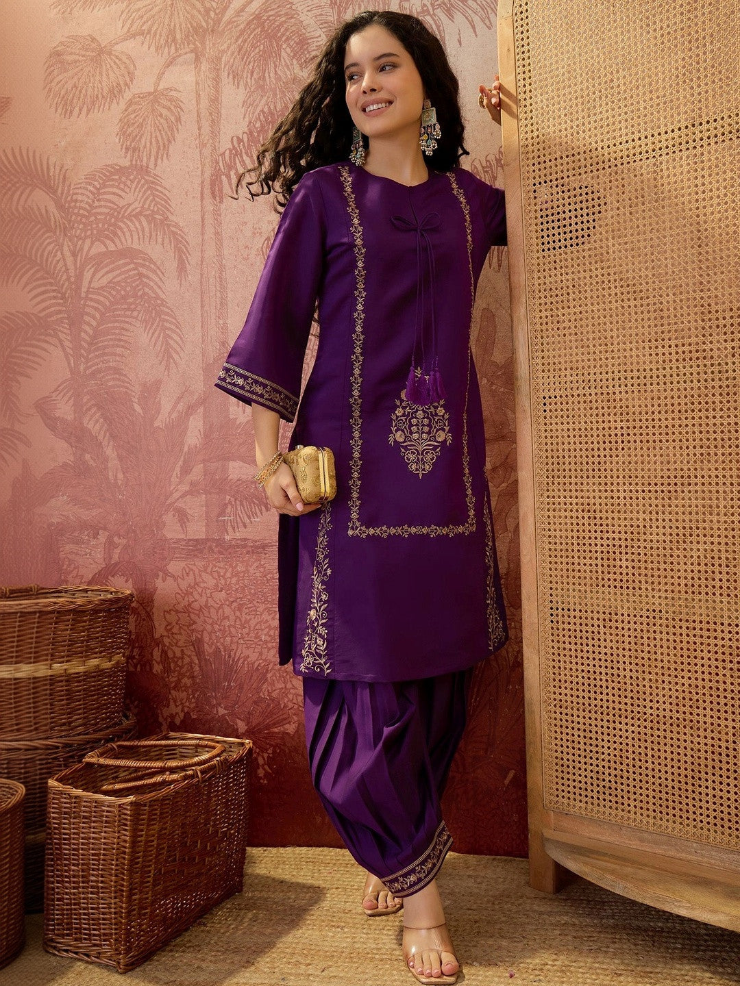 Dhiyona SN Women Ethnic Motifs Embroidered Regular Thread Work Kurta with Patiala