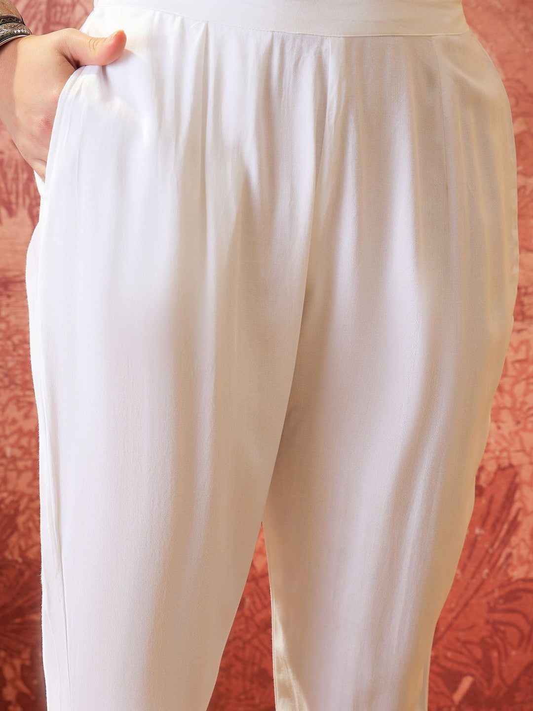 Embroidered V-Neck Kurta & Trousers Kurta Sets