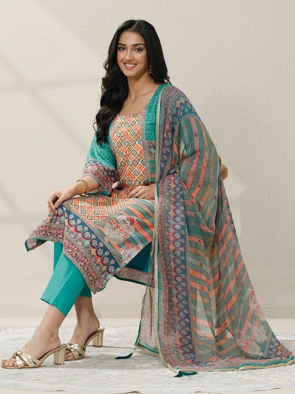 Women Ethnic Motifs Printed Regular Kurta with Trousers & With Dupatta