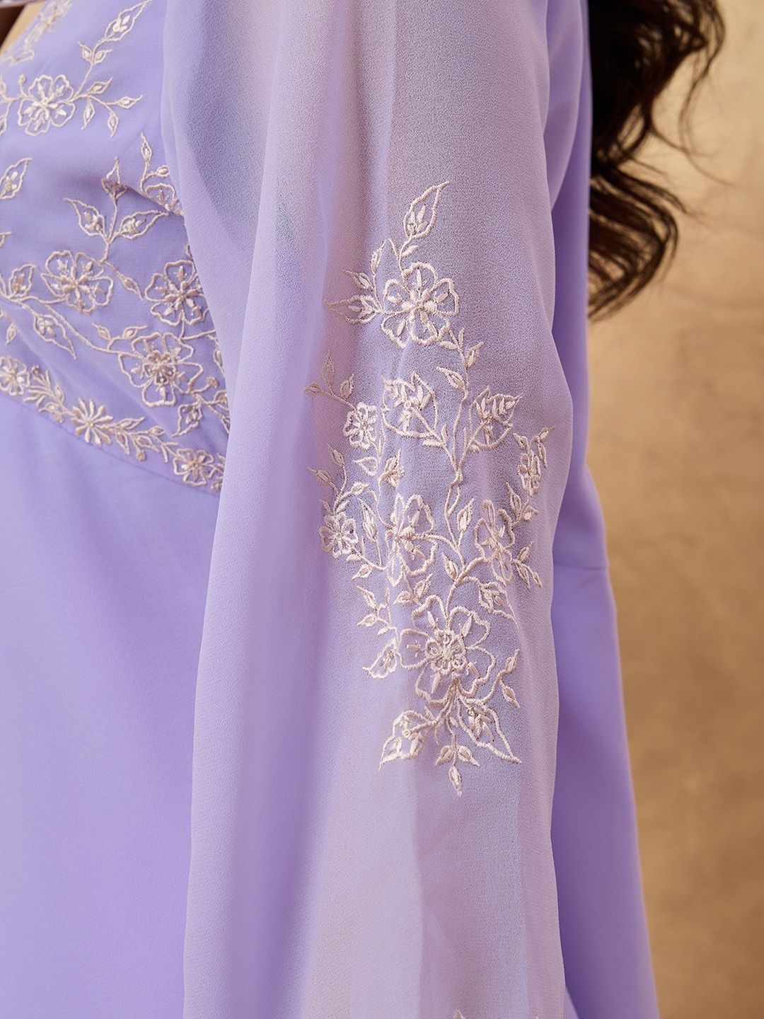 Dhiyona HOP Women Floral Embroidered A-Line Kurta with Sharara & Dupatta