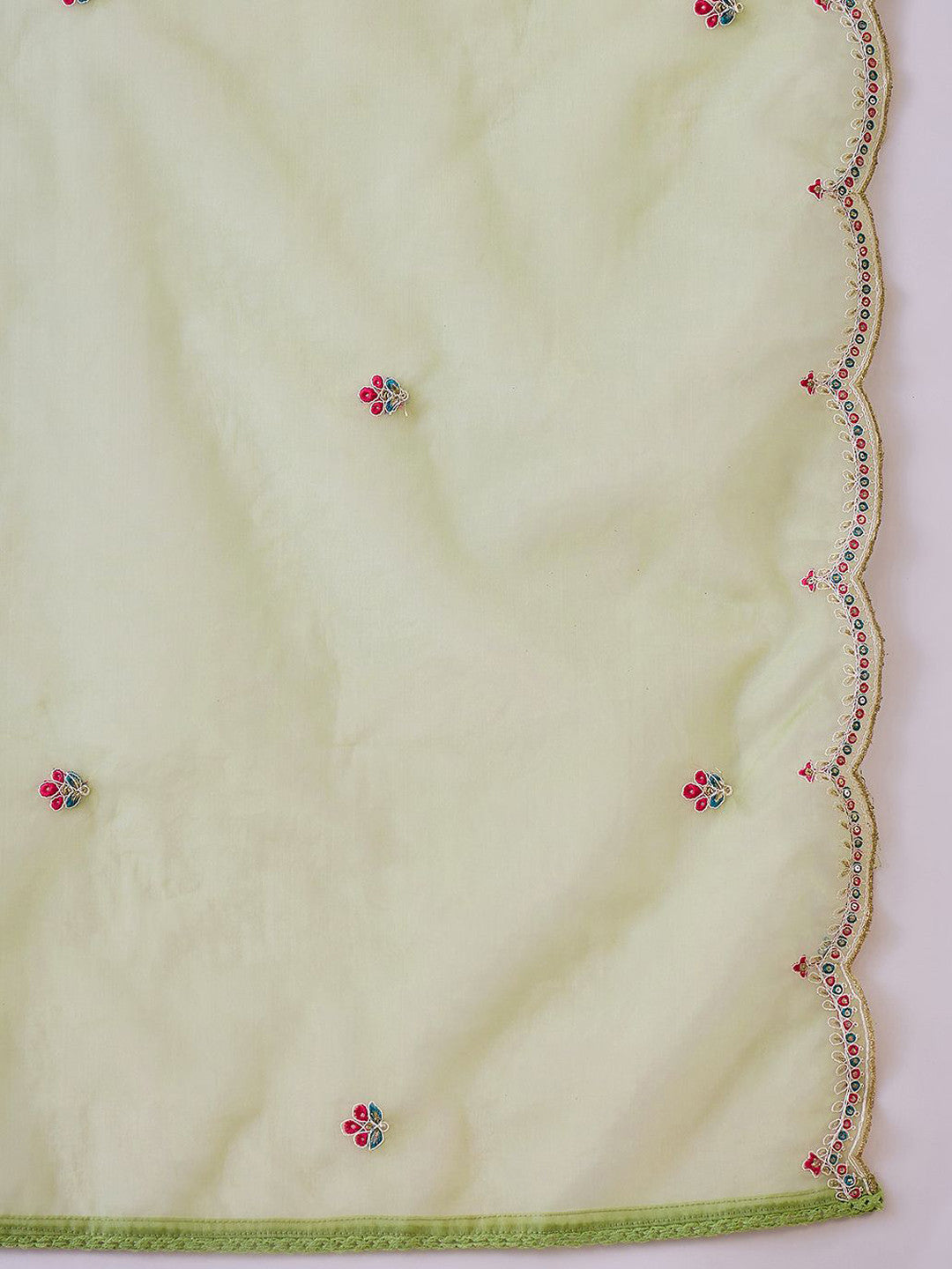 Women Ethnic Embroidered Straight Kurta & Trousers With Dupatta