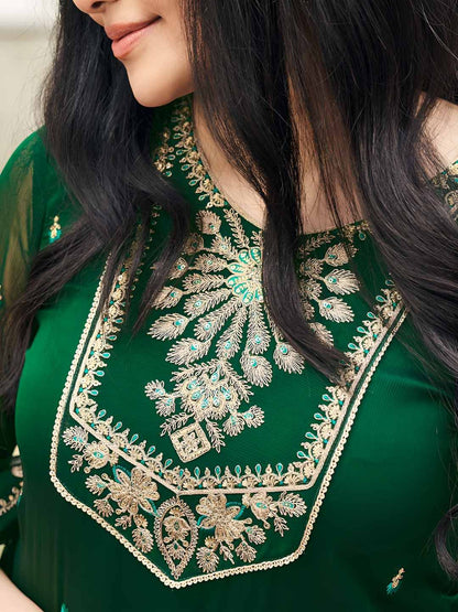 Dhiyona CH Georgette Embroidered Kurta with Plazzo and Dupatta