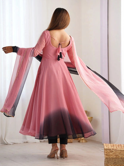 Women Ombre Dyed Regular Kurta with Trousers & With Dupatta