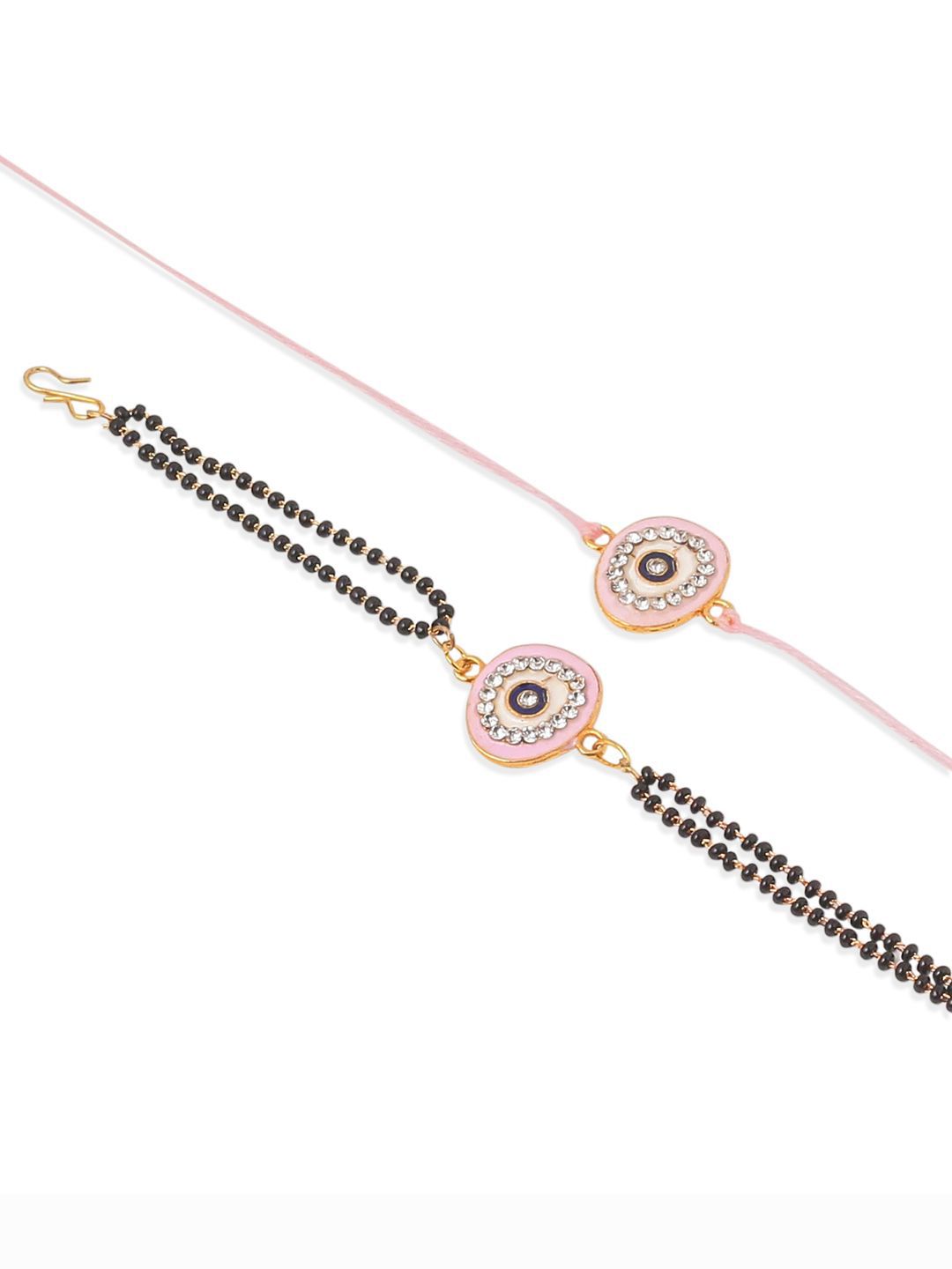 Dhiyona Stones Studded And Beaded Bhaiya Bhabhi Rakhis With Roli Chawal