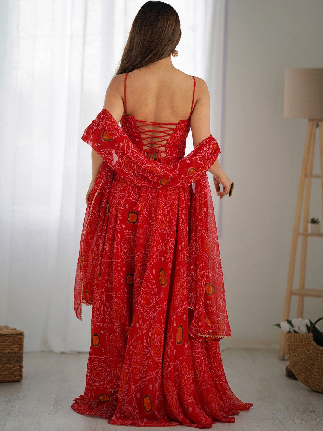 Women Bandhani Printed Regular Kurta with Pyjamas & With Dupatta