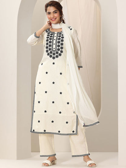 Women Ethnic Motifs Embroidered Regular Thread Work Kurta with Trousers & Dupatta