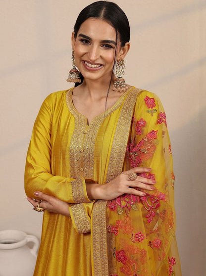 Dhiyona LL Women Ethnic Motifs Embroidered Regular Kurta & Palazzos With Dupatta