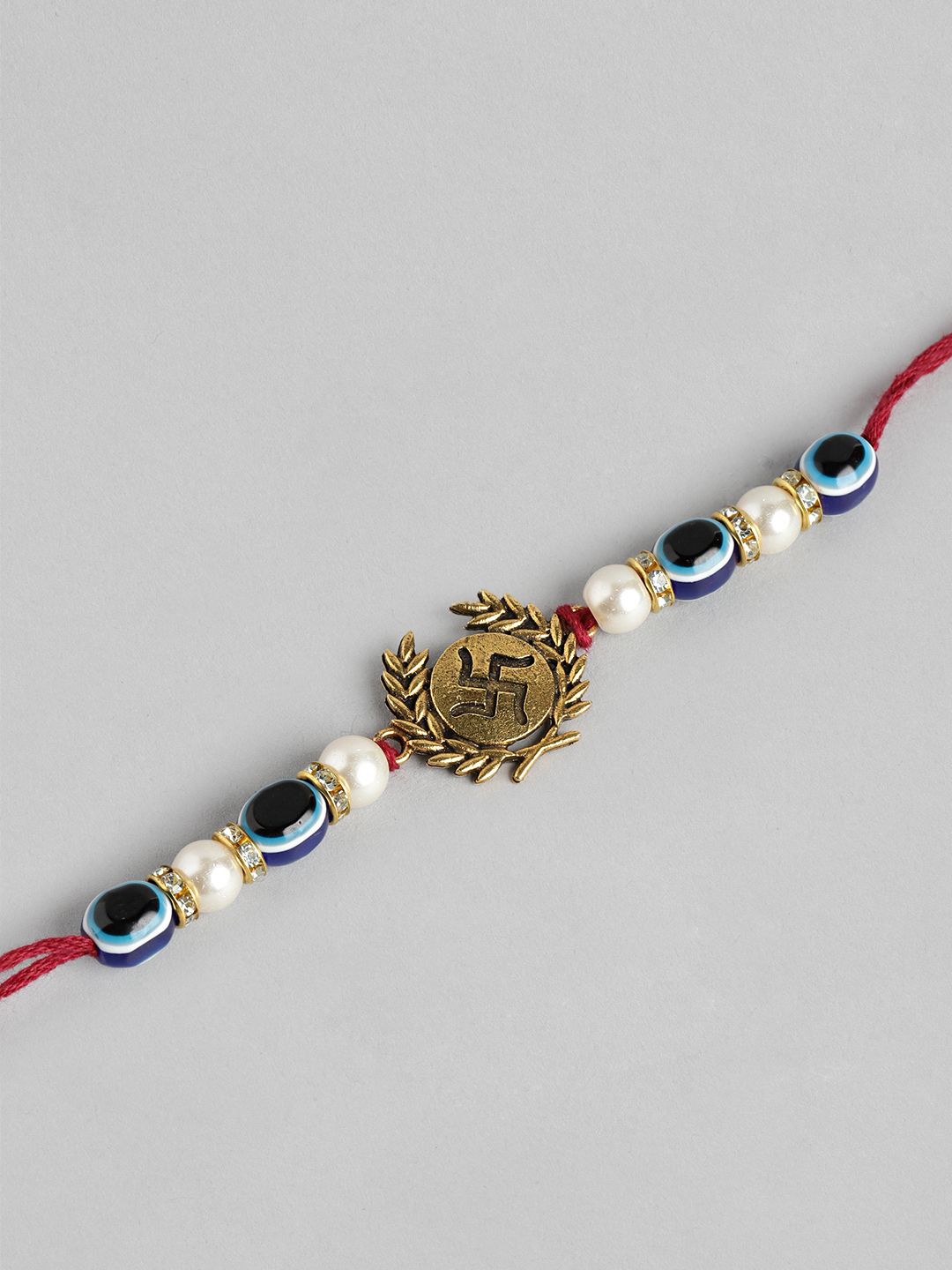 Dhiyona Unisex Set of 2 Beaded Bhai Bhabhi Rakhis With Roli & Chawal