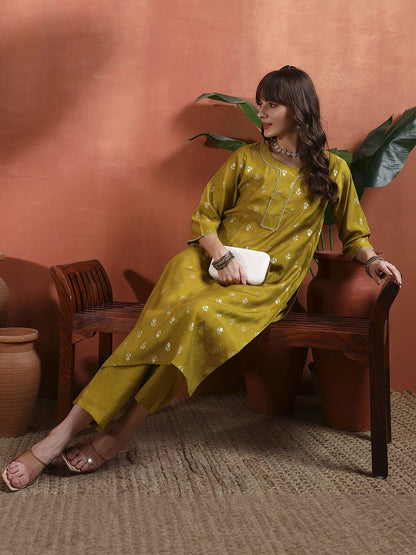 Women Ethnic Motifs Printed Regular Thread Work Kurta with Trousers