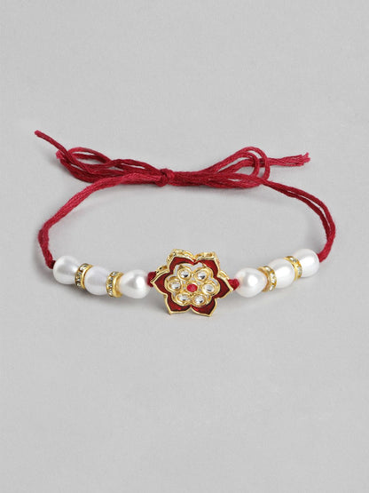 Dhiyona Unisex Set of 2 Beaded Bhai Bhabhi Rakhis With Roli & Chawal