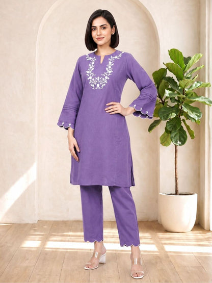 Tushki Carnation Cotton Kurta Pant Set