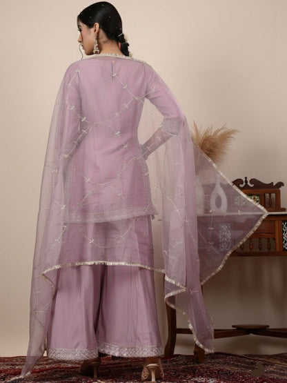 Dhiyona HOP Embroidered Round Neck Kurti & Sharara With Dupatta