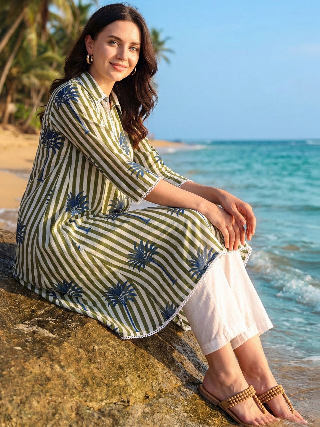 Women Printed Regular Pure Cotton Kurta with Trousers