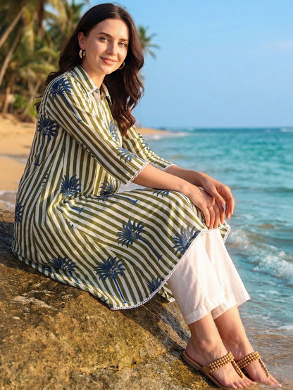 Women Printed Regular Pure Cotton Kurta with Trousers