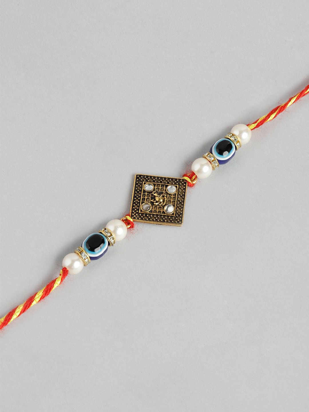Dhiyona Unisex Set of 2 Beaded Bhai Bhabhi Rakhis With Roli & Chawal
