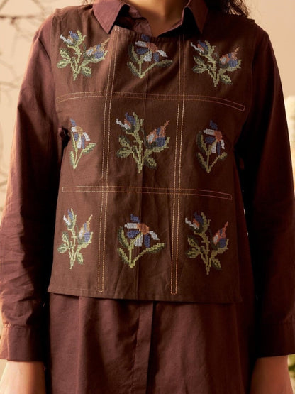 Tisca Mulberry embroidery co-ord set