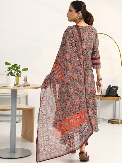 Women Ethnic Motifs Printed Regular Kurta with Trousers & With Dupatta
