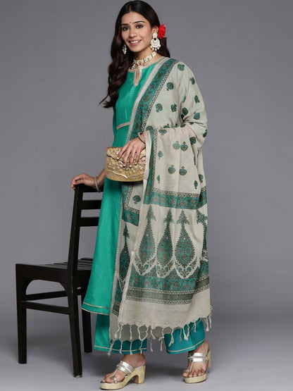 Women Ethnic Motifs Regular Sequinned Kurta with Palazzos & With Dupatta