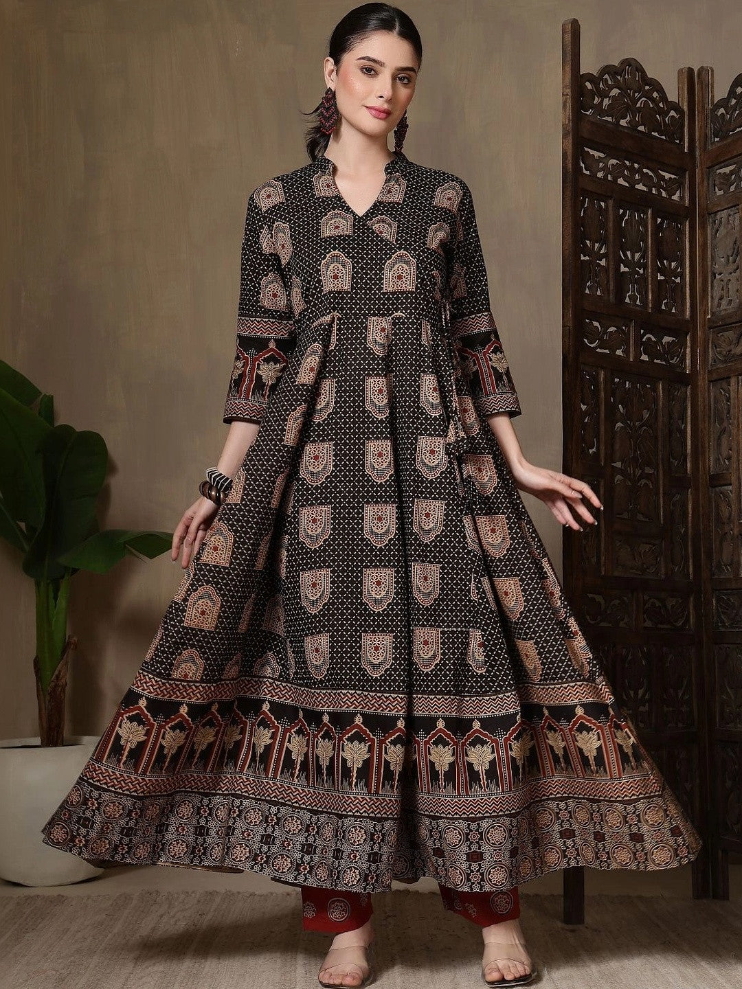 Women Ethnic Motifs Printed Empire Pure Cotton Kurta with Trousers & With Dupatta