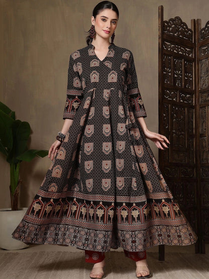 Women Ethnic Motifs Printed Empire Pure Cotton Kurta with Trousers & With Dupatta