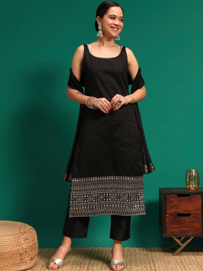 Women Ethnic Motifs Regular Kurta with Trousers & With Dupatta