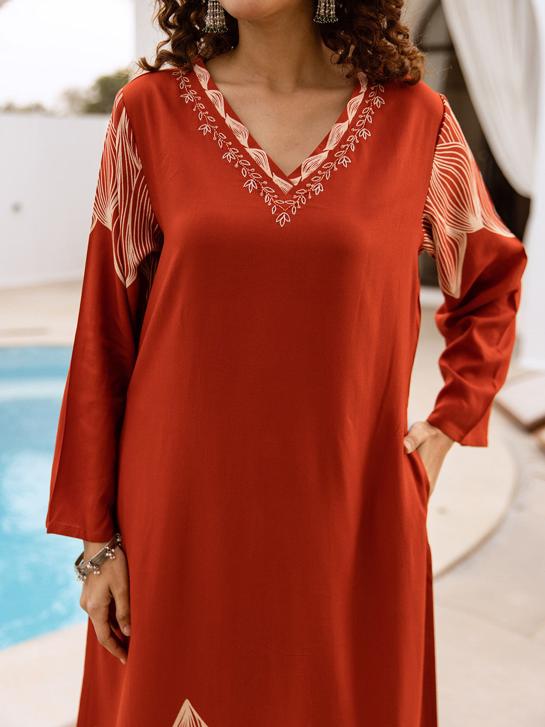 Printed With Embroidered Ethnic Kurta With Palazzos Set