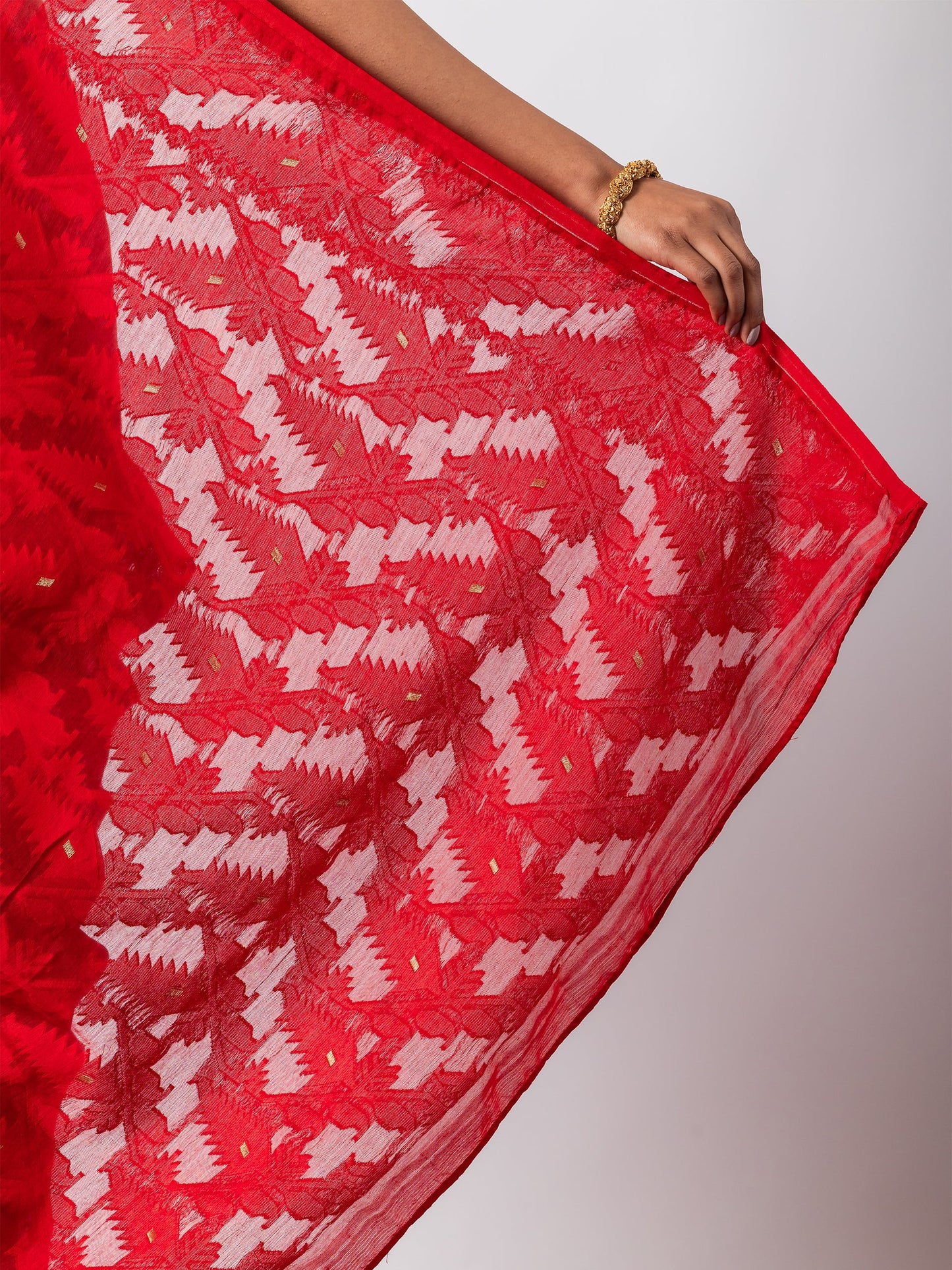 Dhiyona ST Rosemati Red Jamdani Cotton Saree
