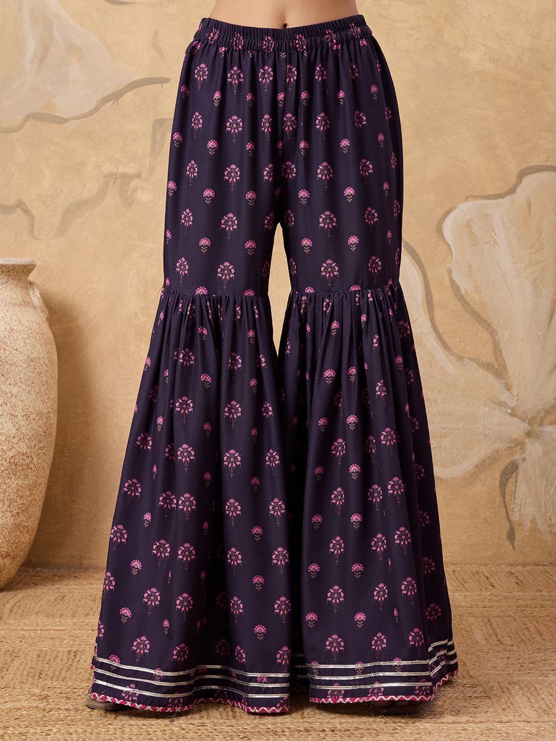Dhiyona HOP Floral Printed Sleeveless Kurta with Sharara With Dupatta