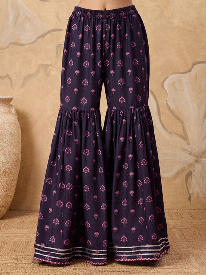 Dhiyona HOP Floral Printed Sleeveless Kurta with Sharara With Dupatta