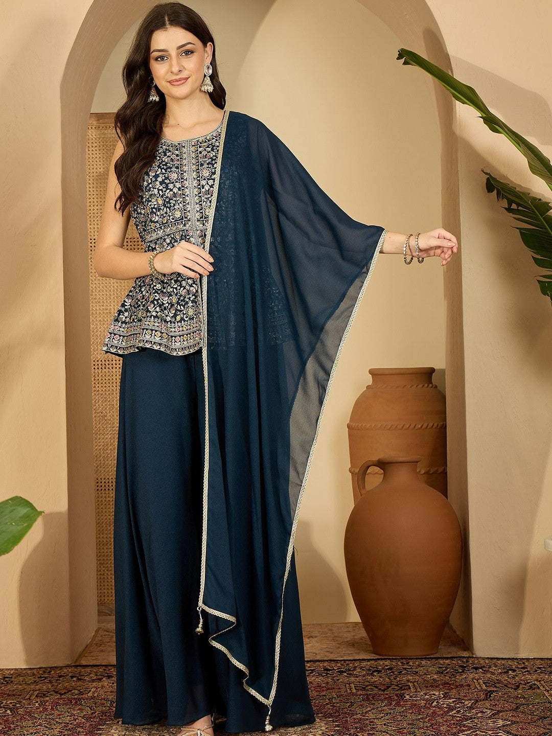 Dhiyona SN Women Teal Kurta Sets