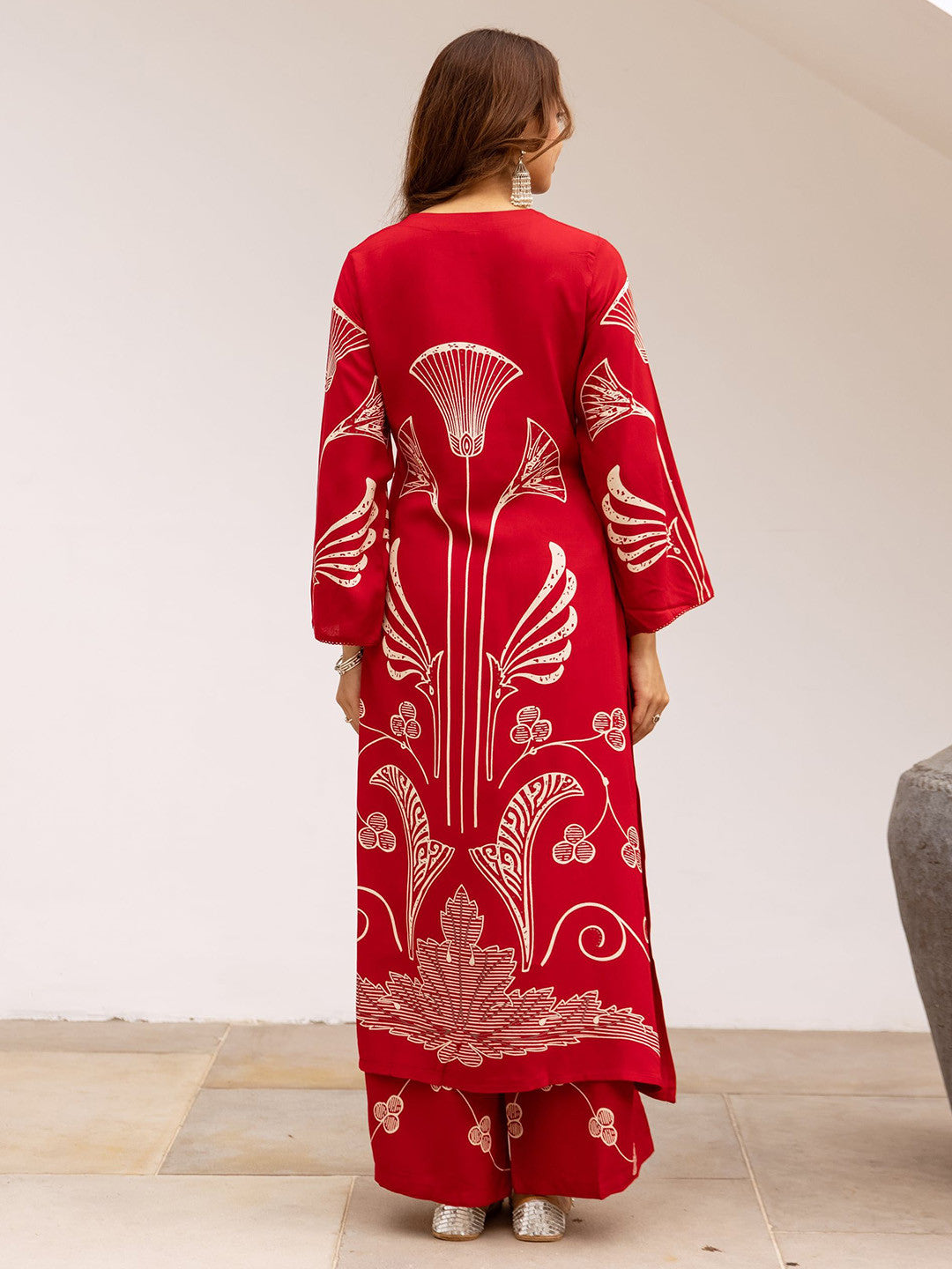 Ethnic Printed Straight Kurta & Palazzos